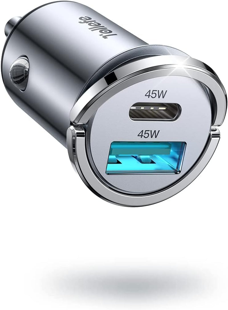 90W USB C Car Charger, PD45W & QC45W Super Fast Type C Car Charger [All Metal & Mini], Cigarette Lighter USB Charger Car Fast Charing for Iphone 16/15/14 Pro Max, Samsung Galaxy S24/23/22, Macbook Air