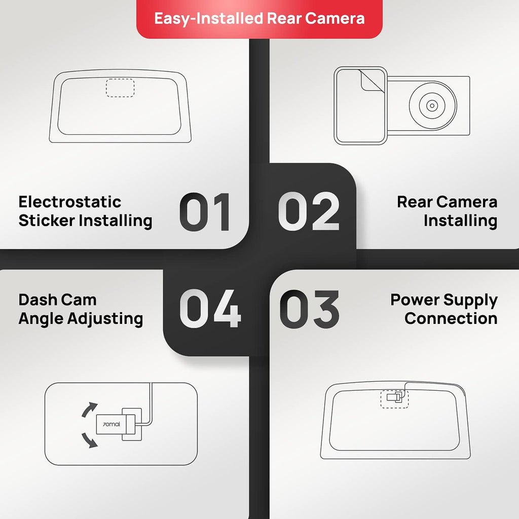 Dash Cam A400, Gray, Front and Rear 2K QHD, 2" LCD, Built in Wifi, Parking Monitor, 145° Wide-Angle FOV, WDR Night Vision, Ios/Android Mobile App