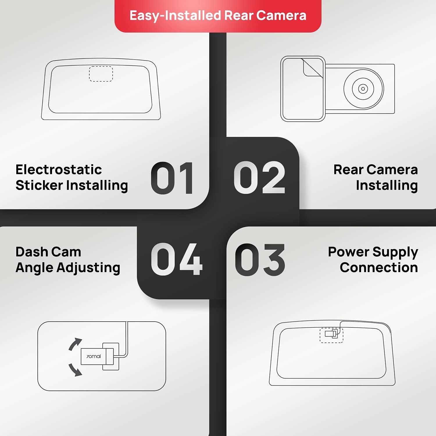 Dash Cam A400, Gray, Front and Rear 2K QHD, 2" LCD, Built in Wifi, Parking Monitor, 145° Wide-Angle FOV, WDR Night Vision, Ios/Android Mobile App