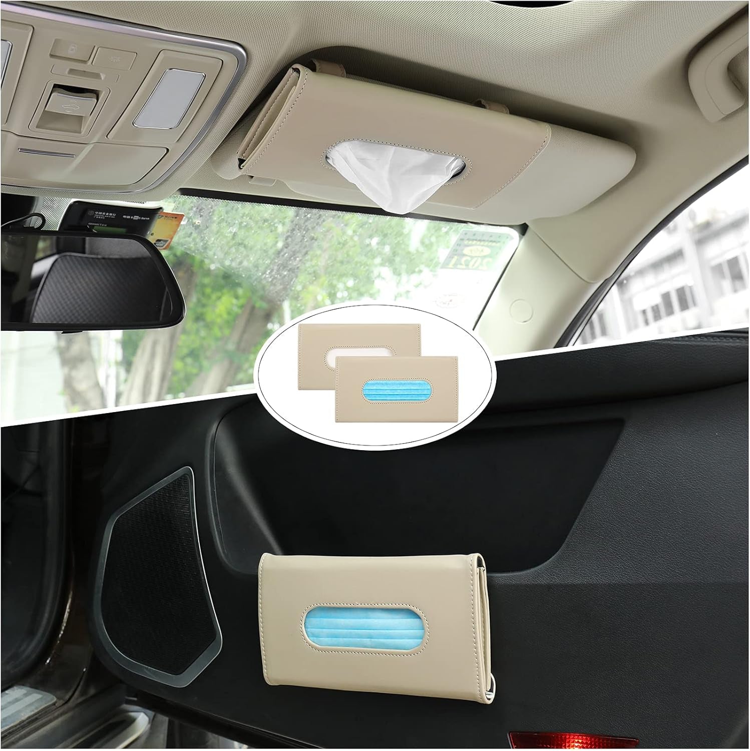 Car Tissue Holder for Car ​Visor,Car Tissue Box,Car Visor Tissue Holder,Pu Tissue Holder for Car, Tissue Box Holder Car Assecories for Men Women,Car Visor Tissue Holder Storage Cases for Car
