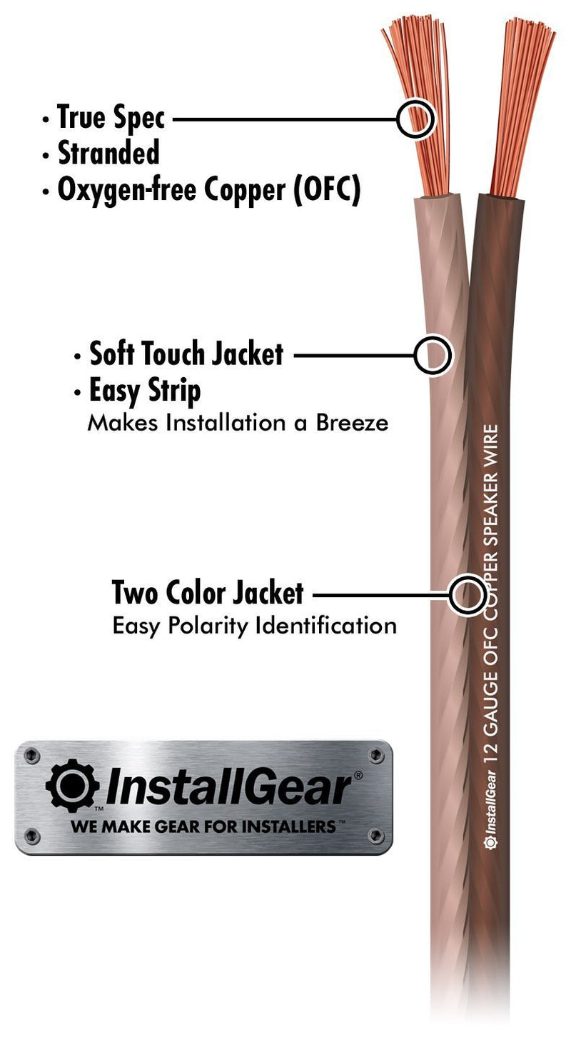 12 Gauge Speaker Wire - 30Ft Brown 12 AWG - Deoxidized Copper True Spec Soft Touch OFC Cable for Outdoor Speakers