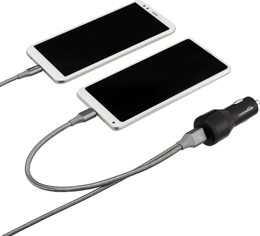 USB C 18W with Power Delivery and 12W USB a Car Charger, Black