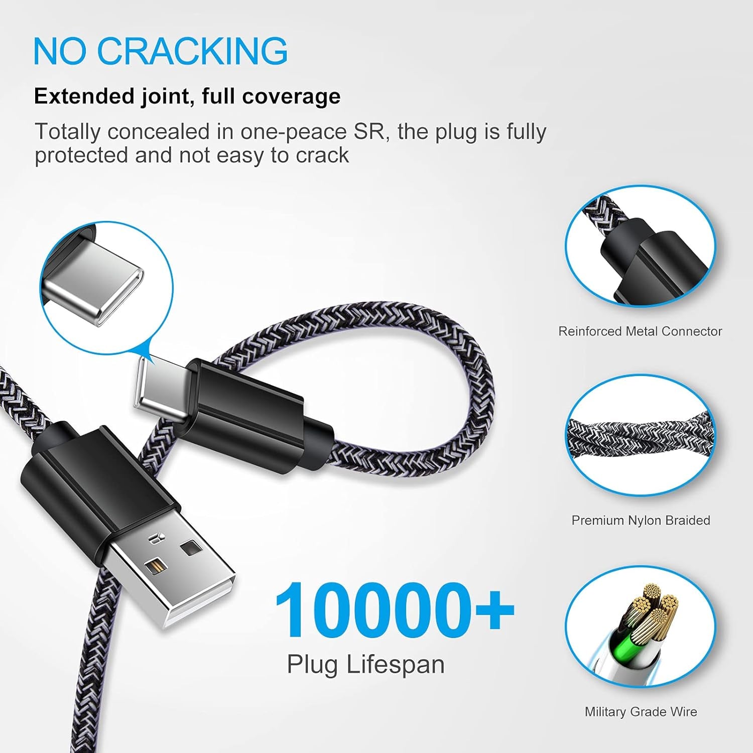Type C Charger Fast Charger for Samsung Galaxy S25 S24 S23 S22 S21 A15 A54 A14 A53 A13,LG Stylo 6 5,Quick Charge 3.0 Car Charger Wall Adapter +3FT 6FT USB C Cable