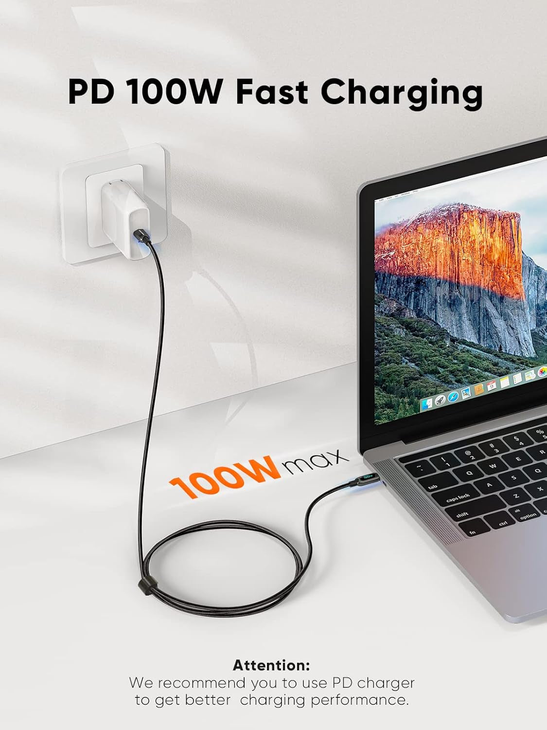 3.3FT USB C to USB C Cable 2-Pack PD 100W with LED Display, Durable USB C Cable Braided with Display for Ipad Air, Pro, Macbook Pro, Galaxy S23 Pixel Steam Deck PS5 1M Black
