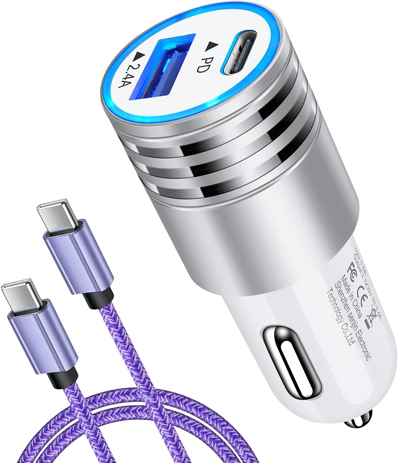 USB C Car Charger Fast Charging C Cord for Samsung Galaxy A16 5G S24 S23 A15 A14 A25 S22 S21 Ultra/S21+/S20 Fe/Note 20 S10E S9 A71 A72 A52 A32,Iphone 16 Pro Max 15 Plus,30W Phone Automobile Adapter