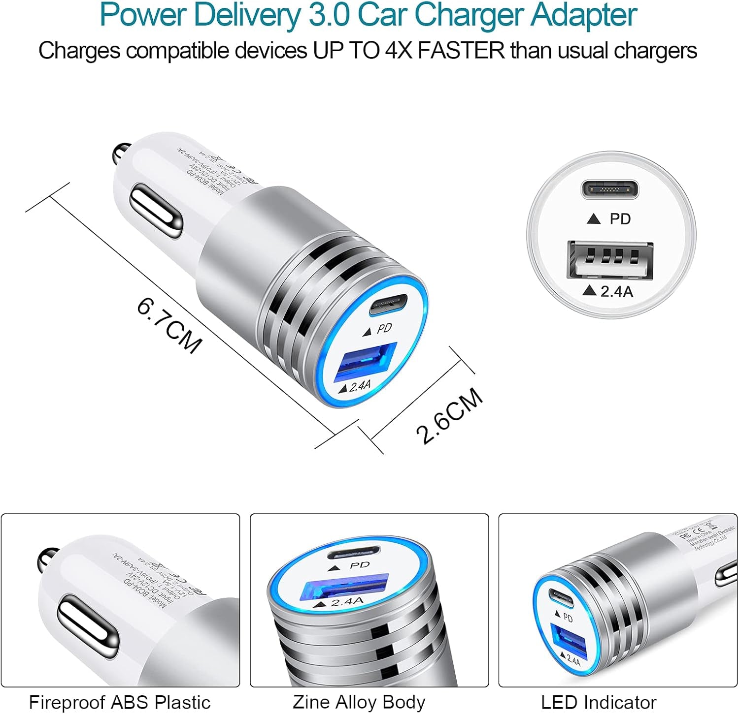 USB C Car Charger Fast Charging C Cord for Samsung Galaxy A16 5G S24 S23 A15 A14 A25 S22 S21 Ultra/S21+/S20 Fe/Note 20 S10E S9 A71 A72 A52 A32,Iphone 16 Pro Max 15 Plus,30W Phone Automobile Adapter