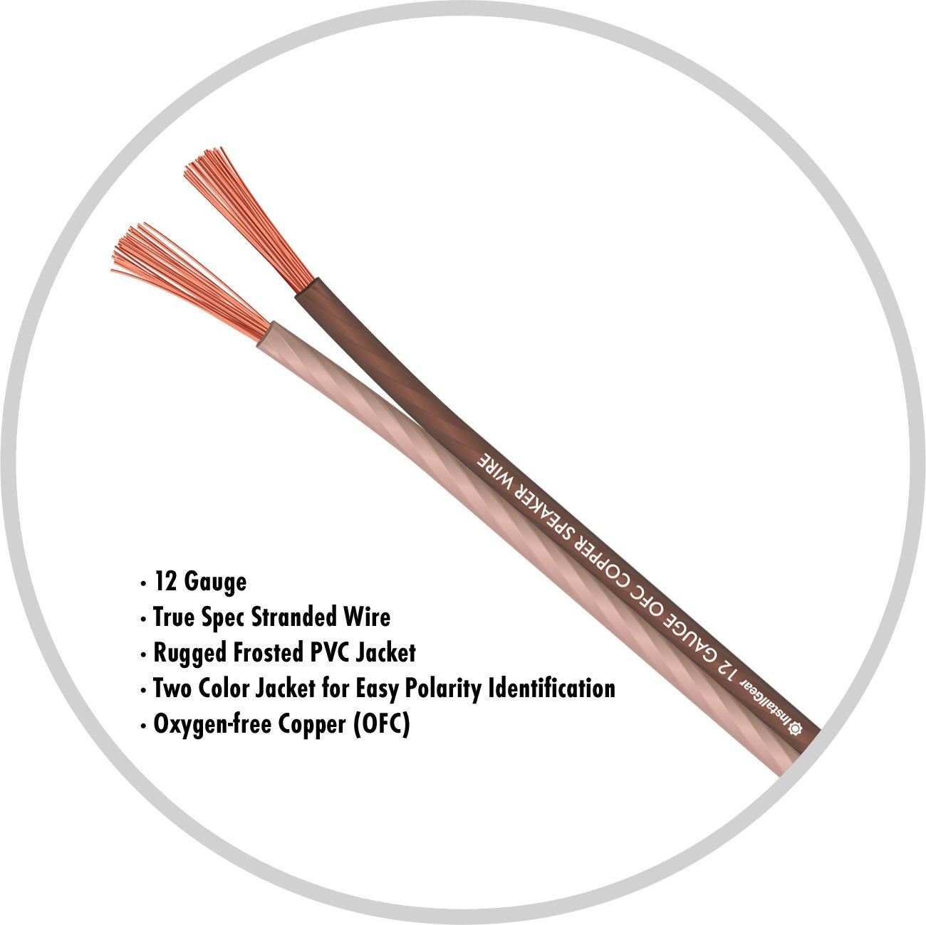 12 Gauge Speaker Wire - 30Ft Brown 12 AWG - Deoxidized Copper True Spec Soft Touch OFC Cable for Outdoor Speakers