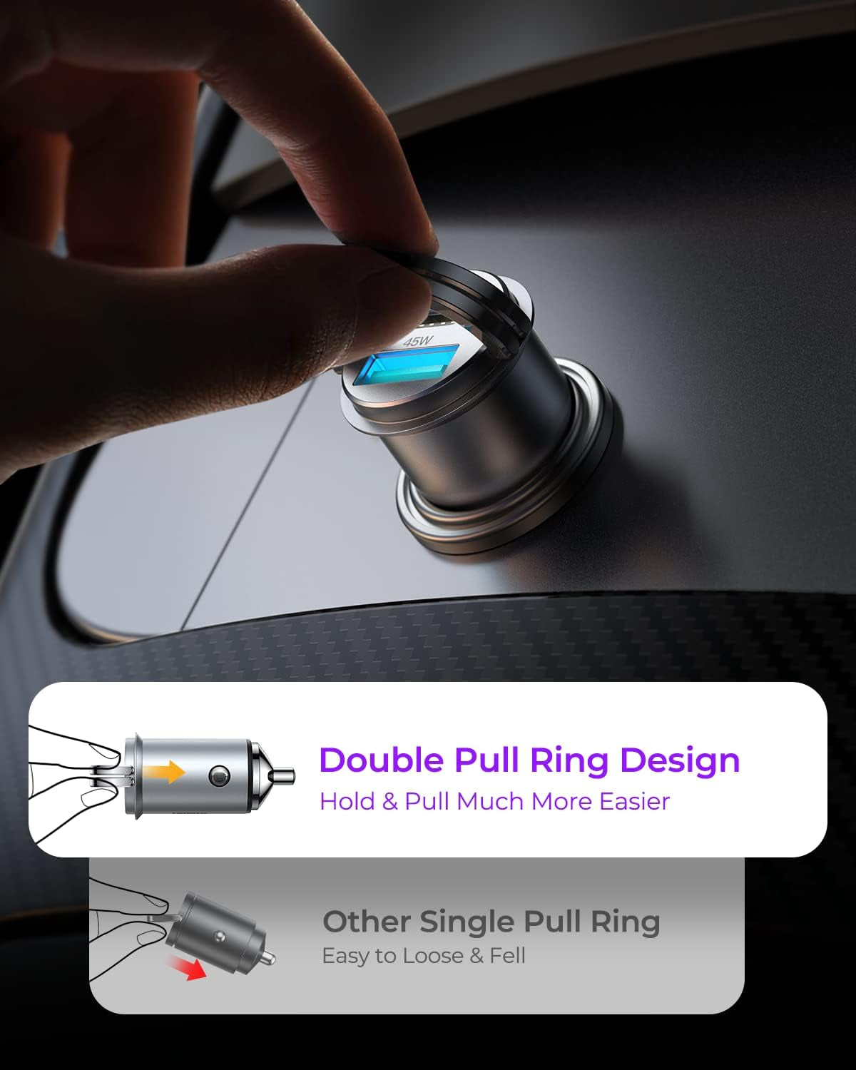 90W USB C Car Charger, PD45W & QC45W Super Fast Type C Car Charger [All Metal & Mini], Cigarette Lighter USB Charger Car Fast Charing for Iphone 16/15/14 Pro Max, Samsung Galaxy S24/23/22, Macbook Air