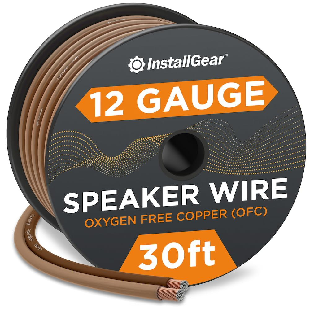 12 Gauge Speaker Wire - 30Ft Brown 12 AWG - Deoxidized Copper True Spec Soft Touch OFC Cable for Outdoor Speakers