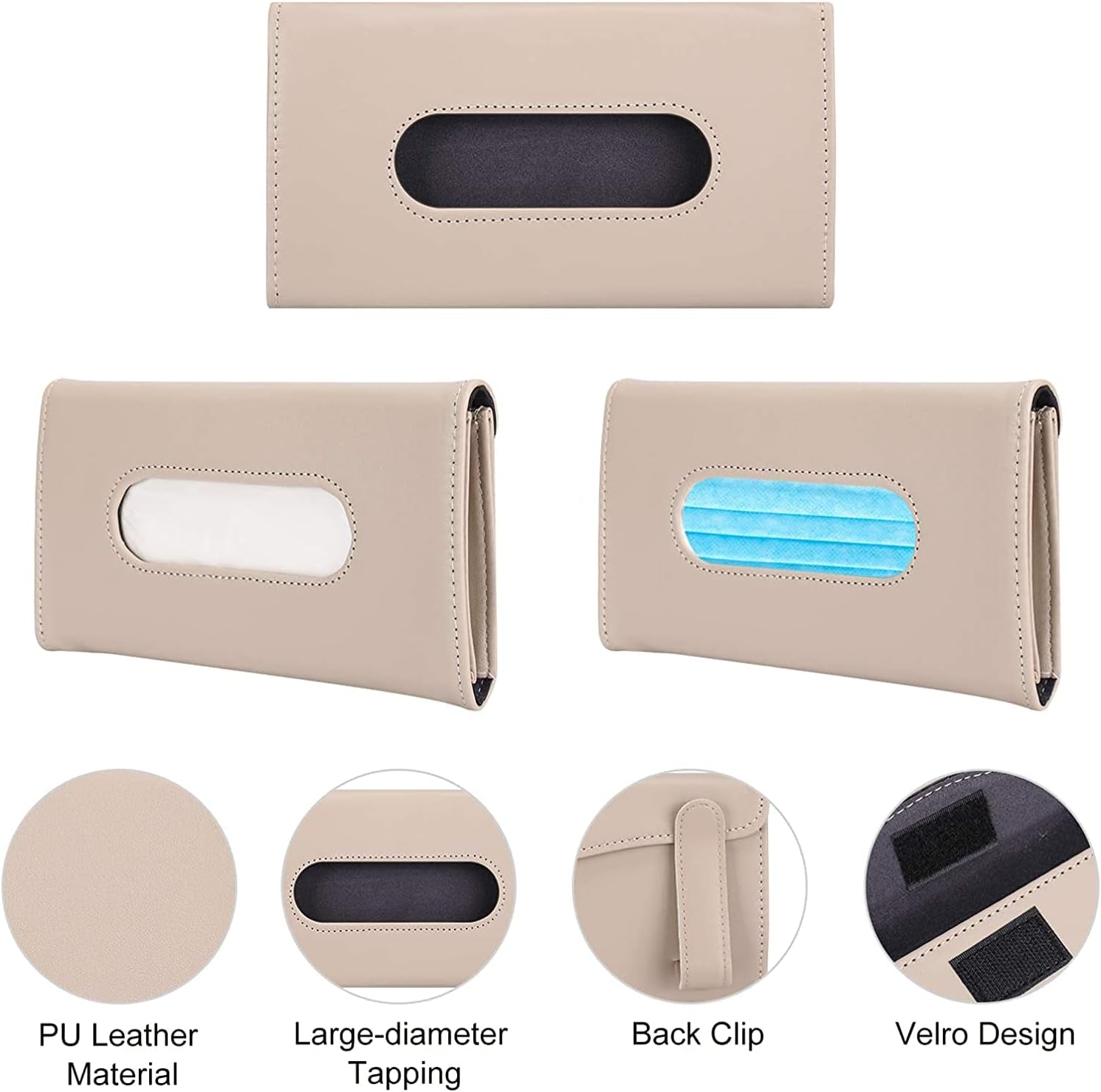 Car Tissue Holder for Car ​Visor,Car Tissue Box,Car Visor Tissue Holder,Pu Tissue Holder for Car, Tissue Box Holder Car Assecories for Men Women,Car Visor Tissue Holder Storage Cases for Car