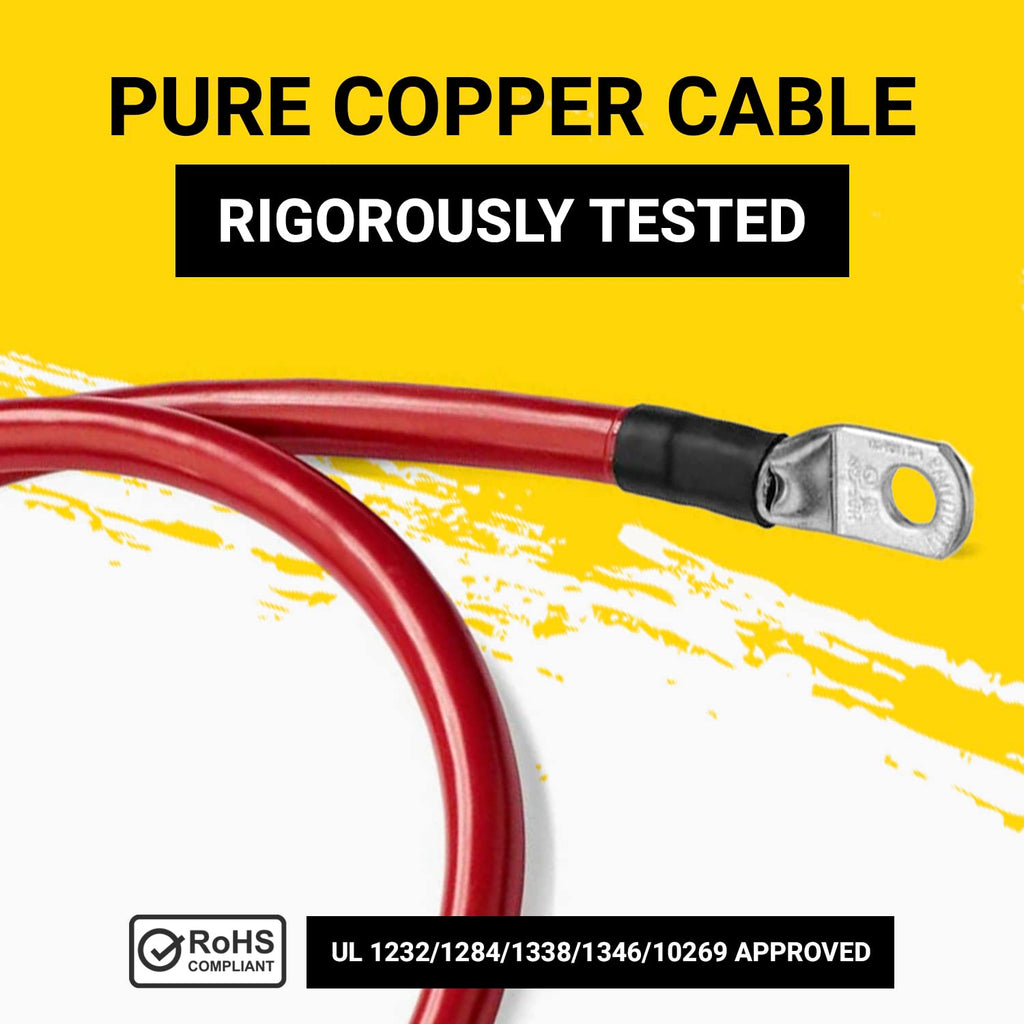 Battery Cable 1 Foot or 12 Inch 2 Gauge AWG Wire Set 5/16" M8 Made in USA
